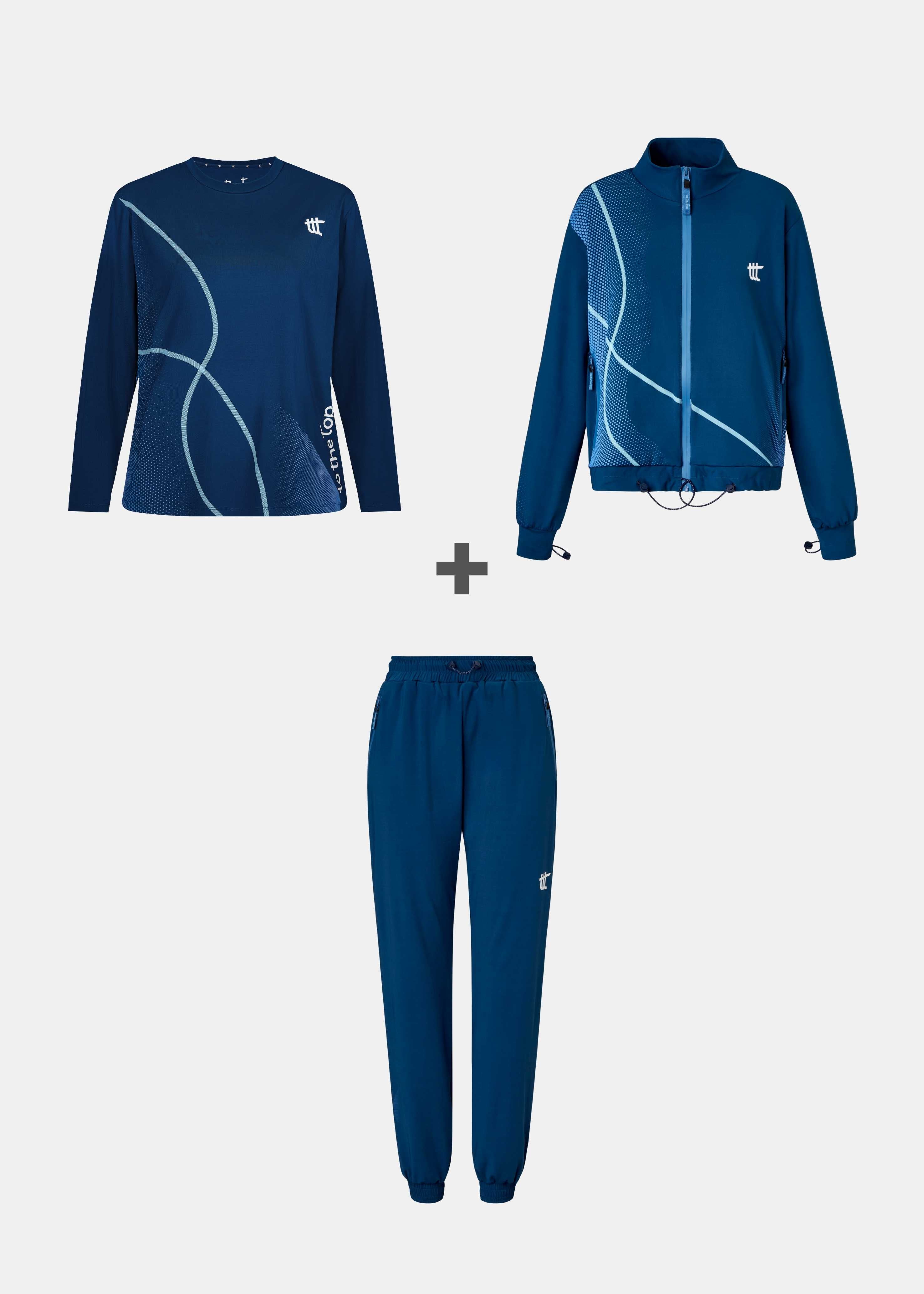 Trainingsjacke + Langarmshirt + Trainingshose
