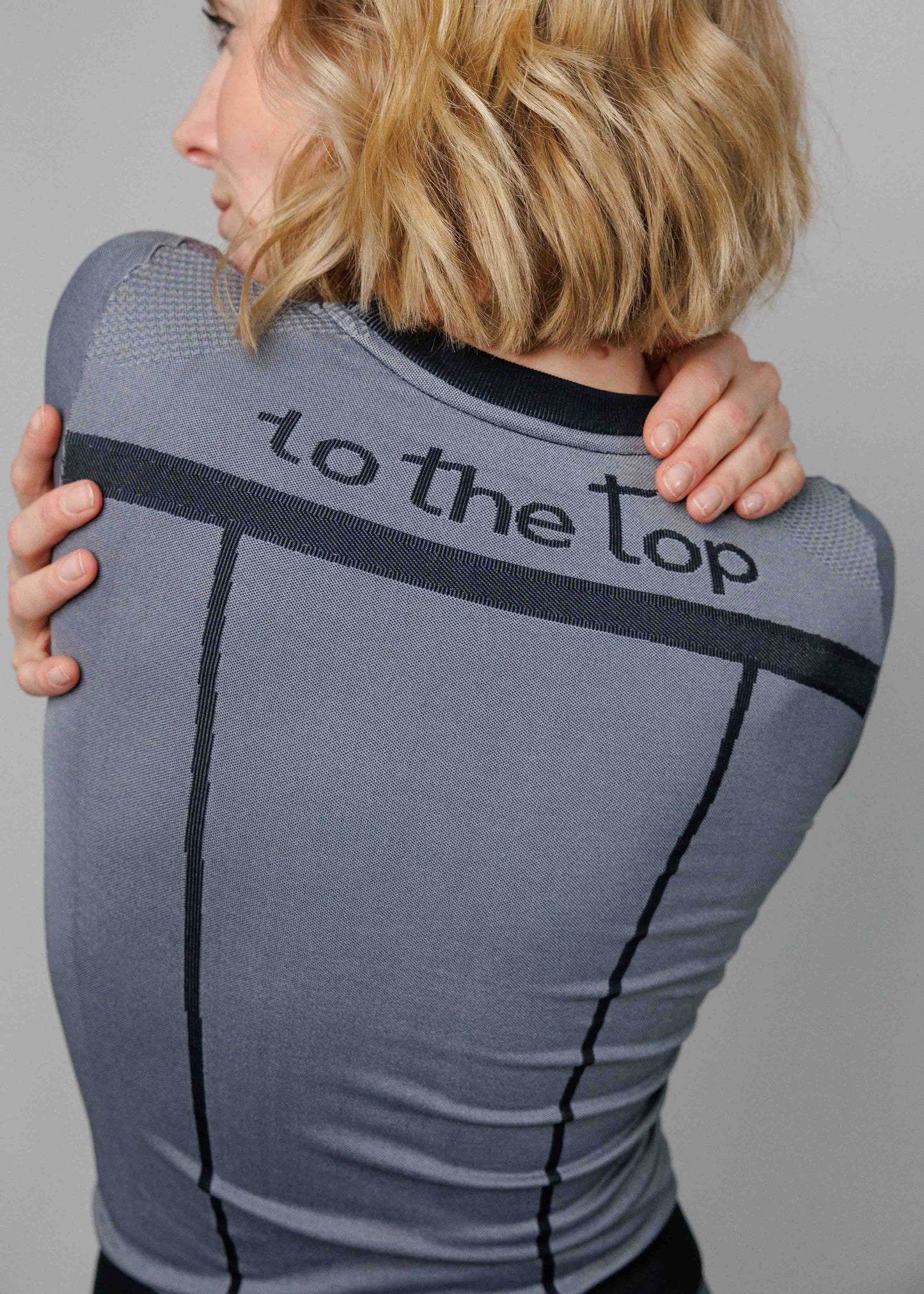 Long sleeve shirt showing seamless construction and natural fit