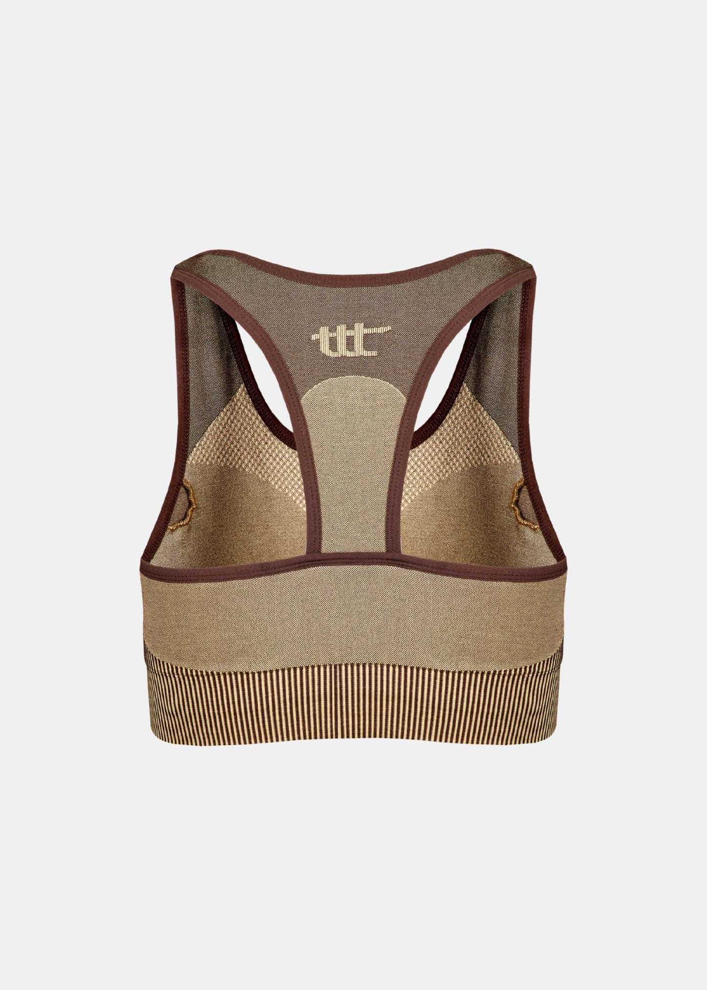 Back view showing racerback construction and stable support