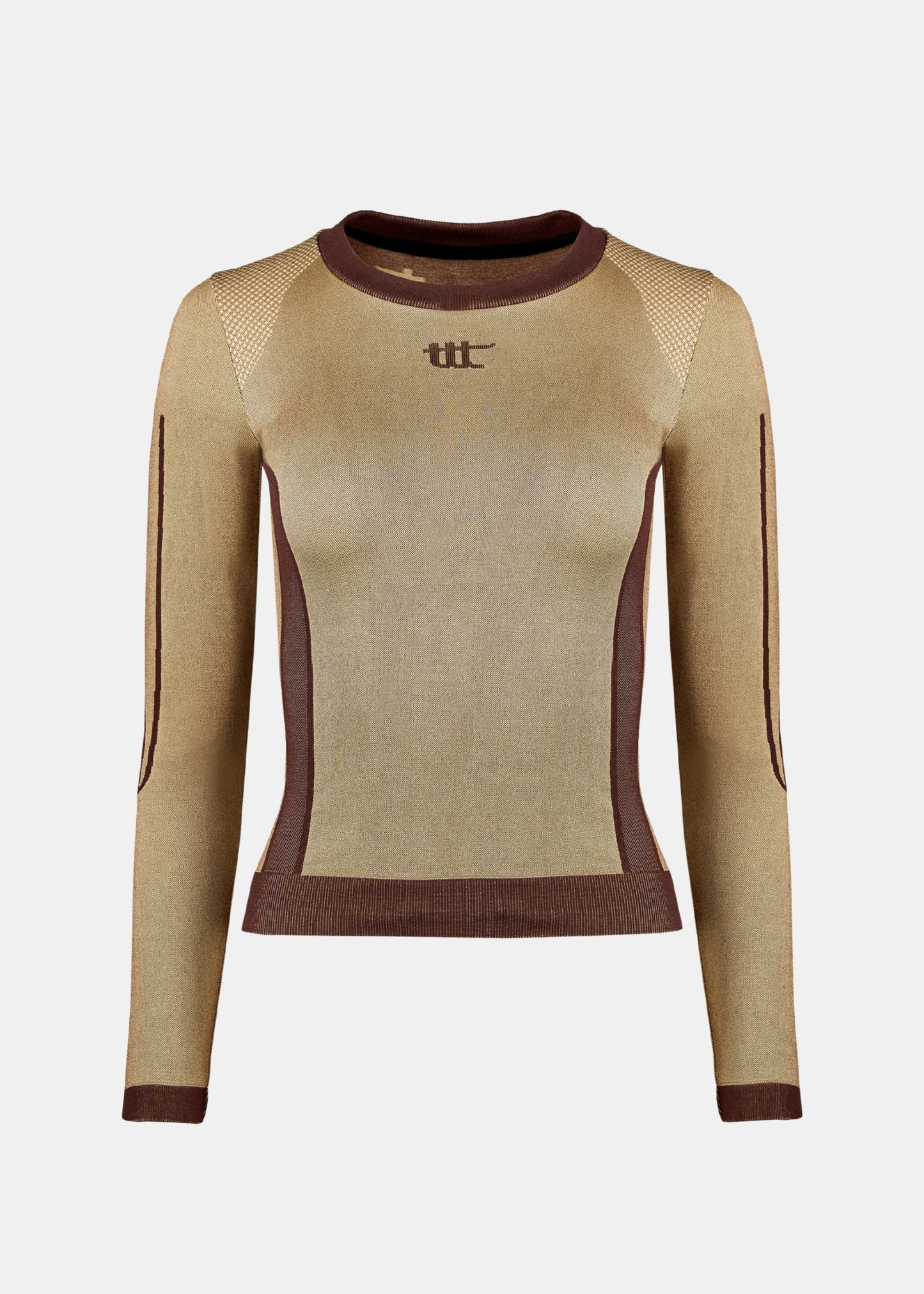Seamless long sleeve golden brown with clean design and seamless fit