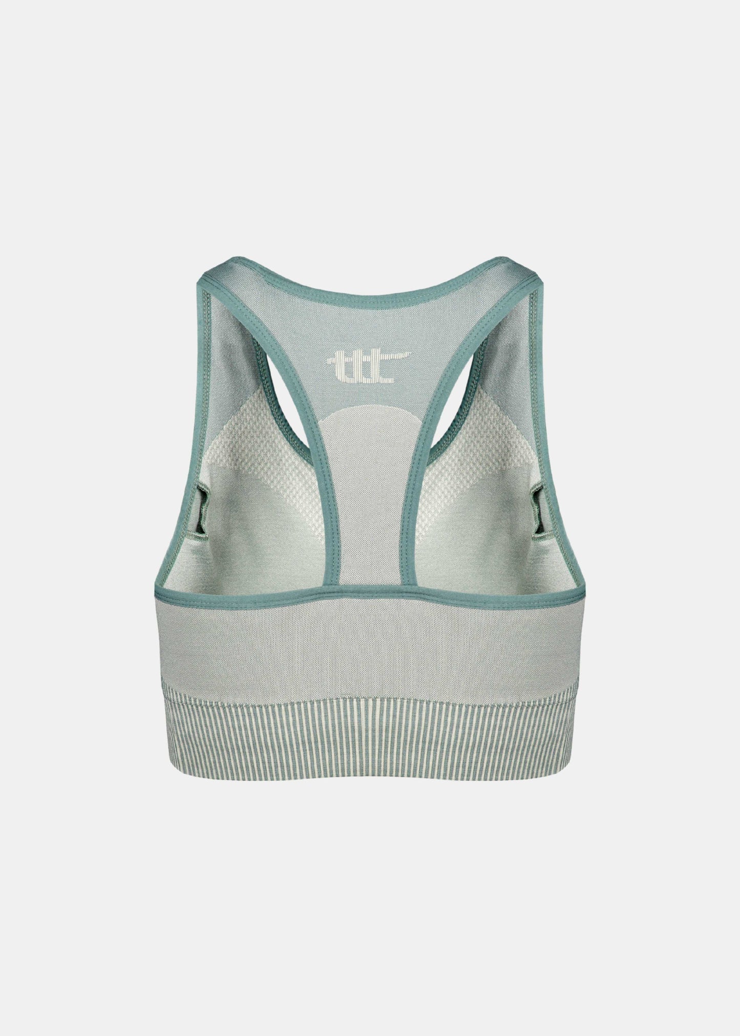 Close-up of seamless knit made from recycled materials with firm, supportive feel