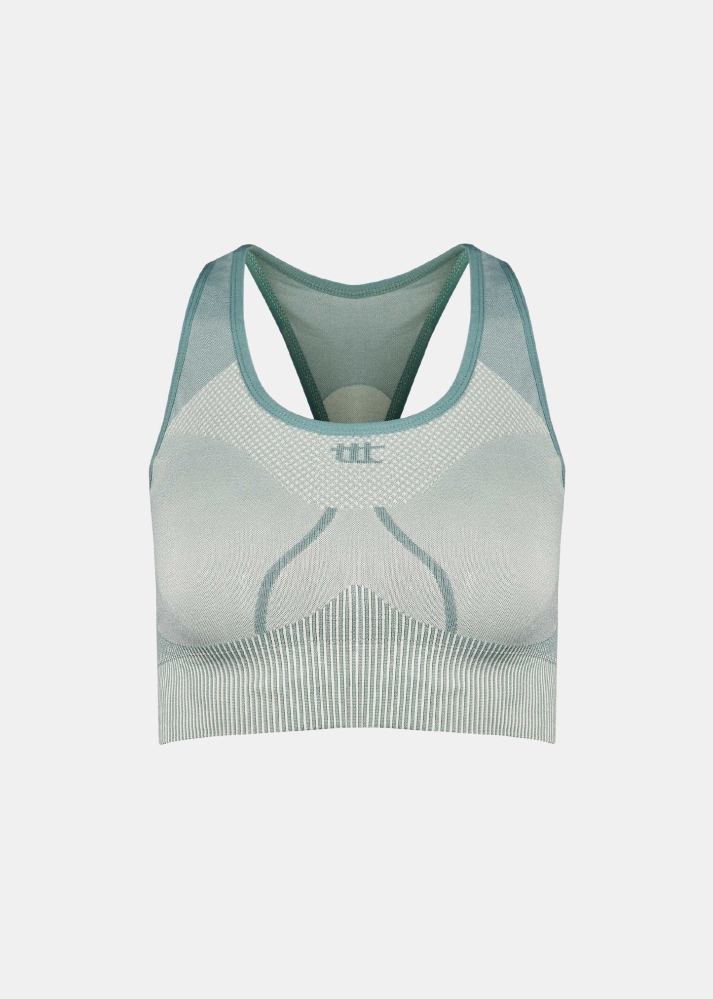 Supportive sports bra in slate blue with secure fit and wide straps