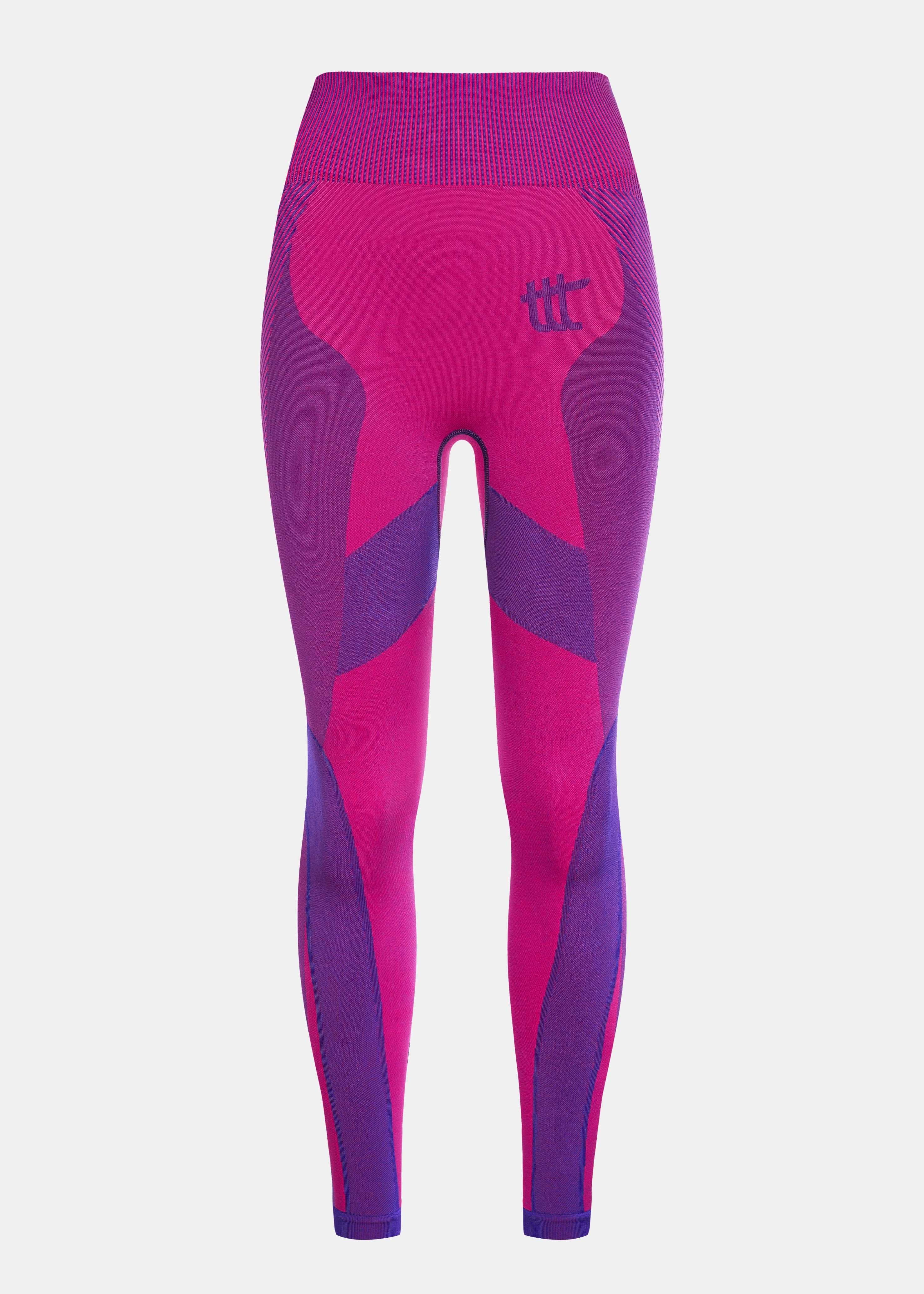 High-Waist Seamless Leggings in Magenta mit formgebendem Bund – Frontansicht Freisteller.