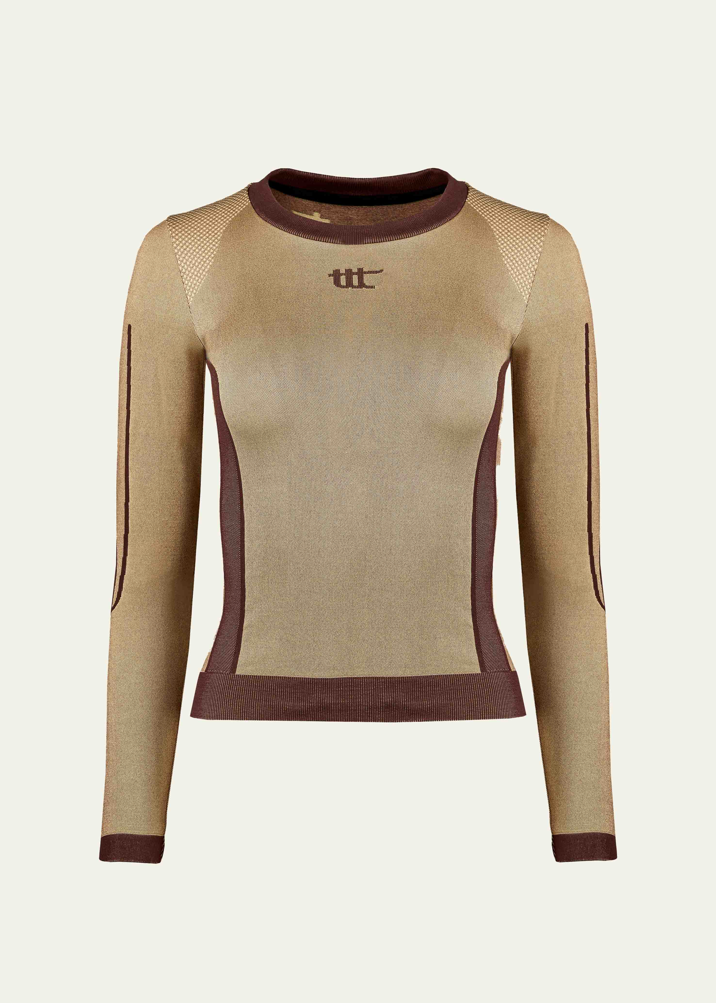 Seamless Shape & Lift Sport Langarmshirt Goldbraun