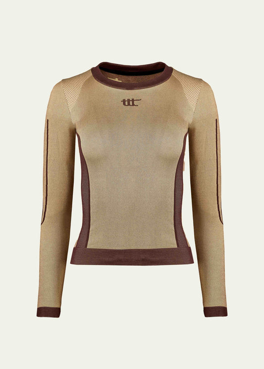 Seamless Shape & Lift Sport Langarmshirt Goldbraun