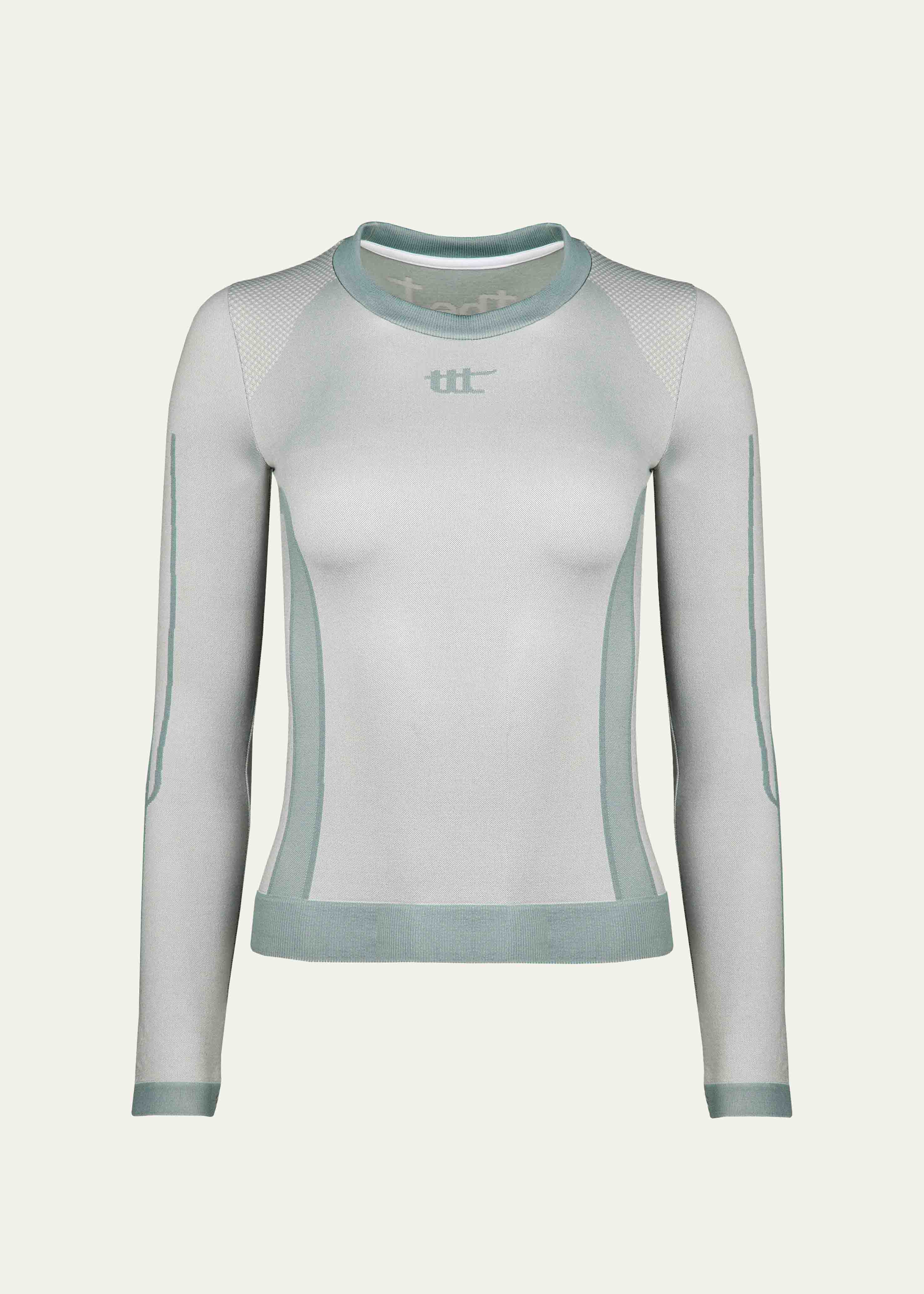 Seamless Shape & Lift Sport Langarmshirt Schieferblau