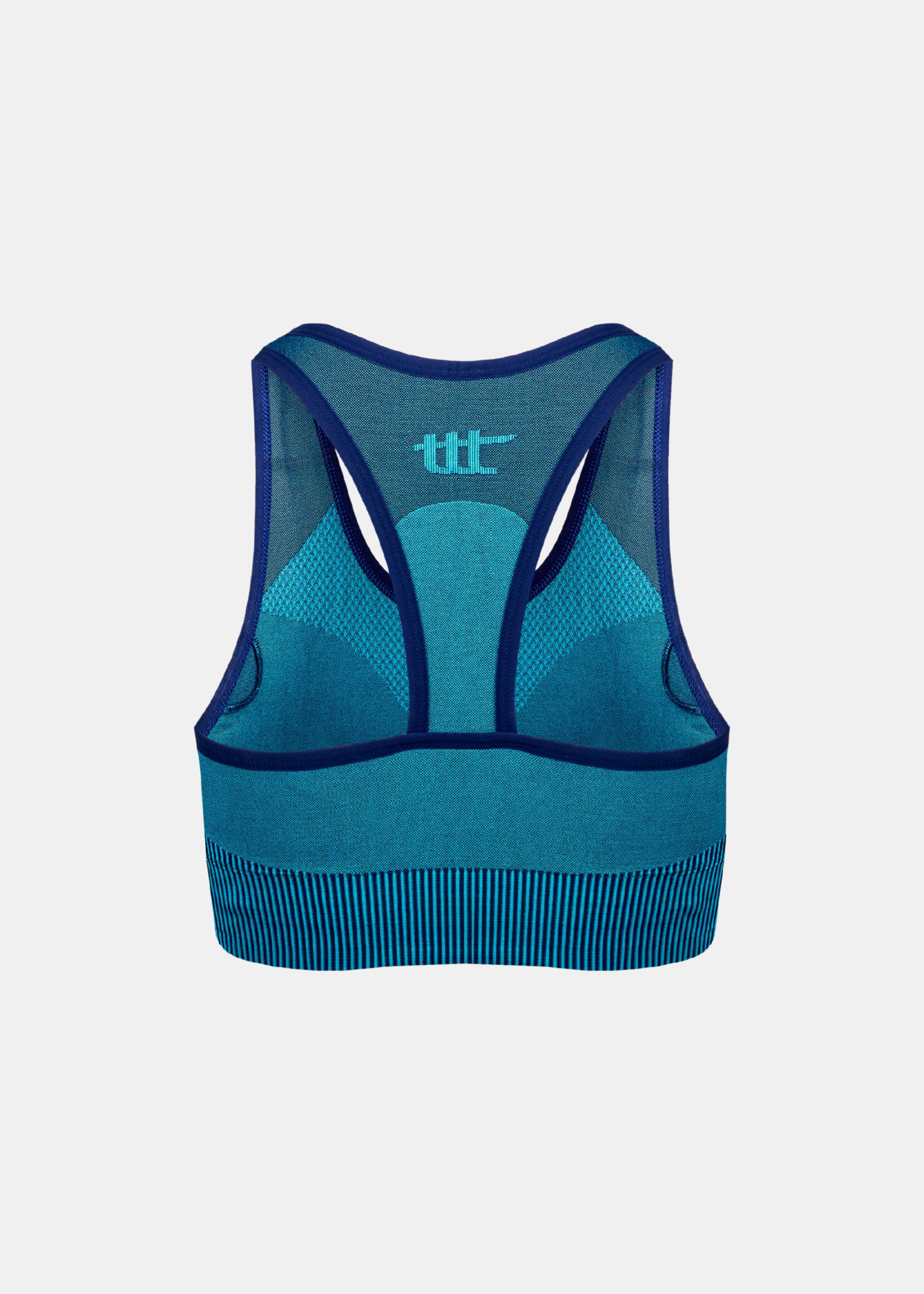 Back view showing racerback construction and strong support