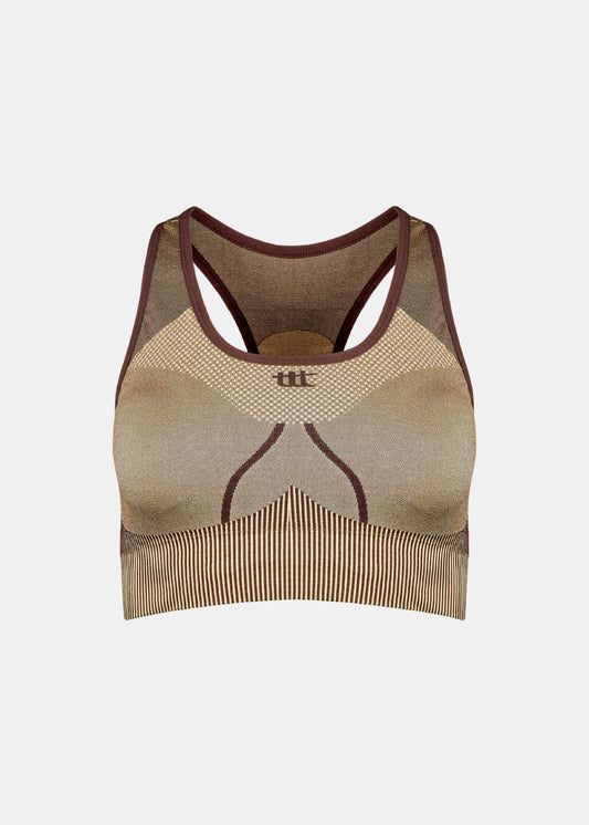 Seamless BH für Damen in golden brown with racerback design and strong support