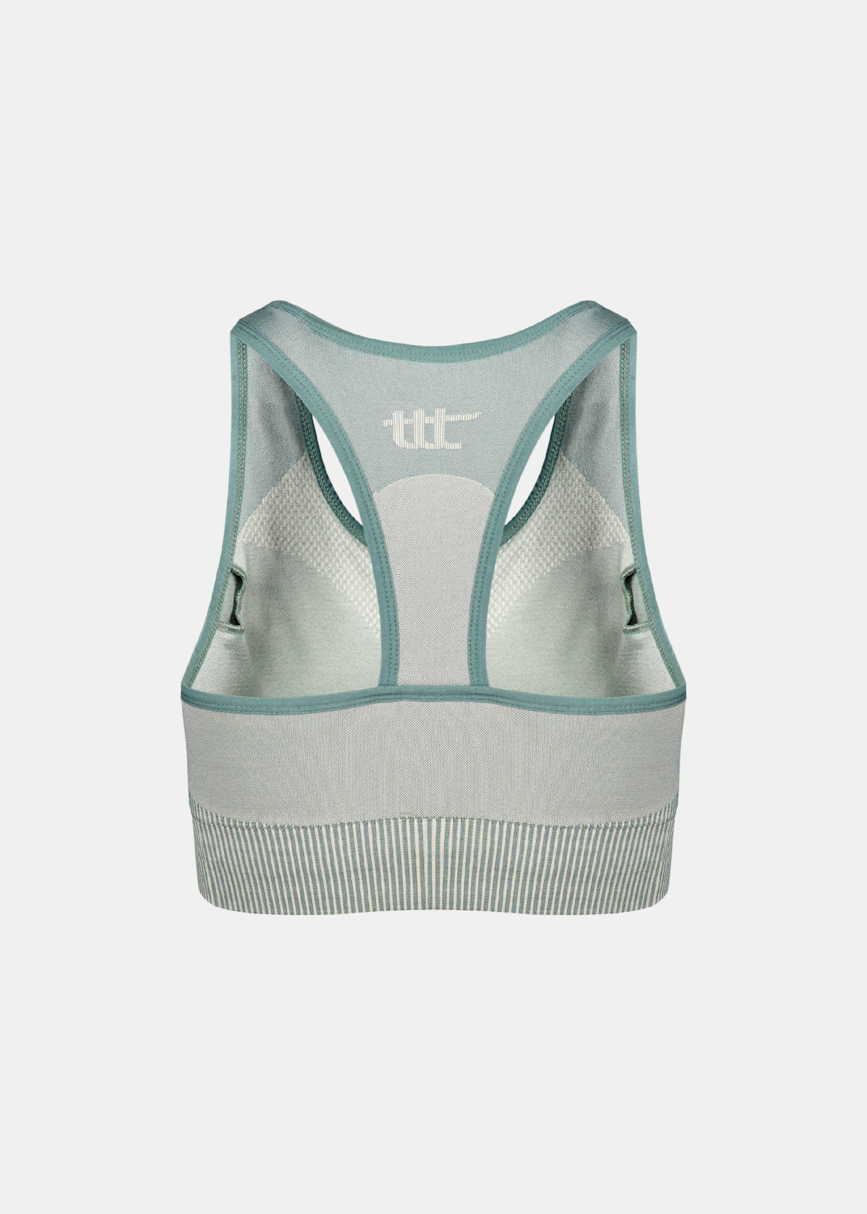 Close-up of seamless knit made from recycled materials with firm, supportive feel
